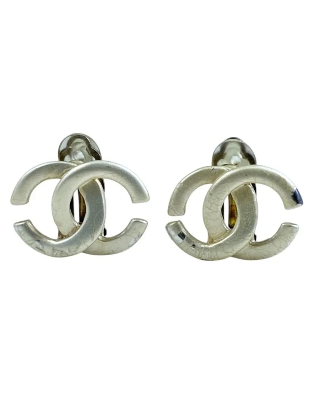 Chanel CC Logo Earrings Accessory Metal Silver